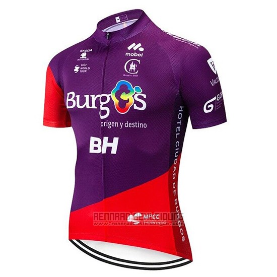 2019 Fahrradbekleidung Burgos BH Volett Rot Trikot Kurzarm und Tragerhose